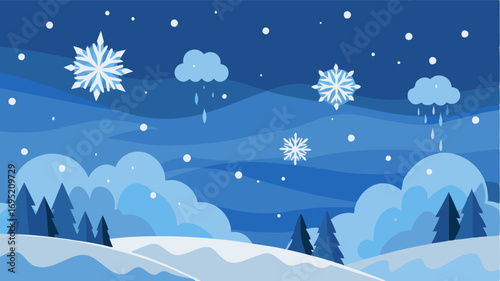 As snowflakes delicately fall from the sky the quiet landscape is transformed into a beautiful winter wonderland.