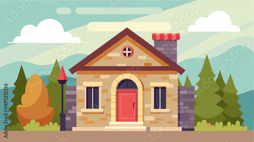 A traditional stone building the post office is a symbol of timelessness in the middle of the countryside.