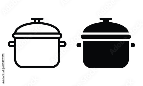 Cooking pot icon with outline and glyph style.