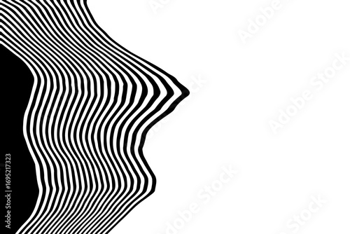 Minimalist monochrome wave. Abstract graphic design with simple black and white contours. Eps 10