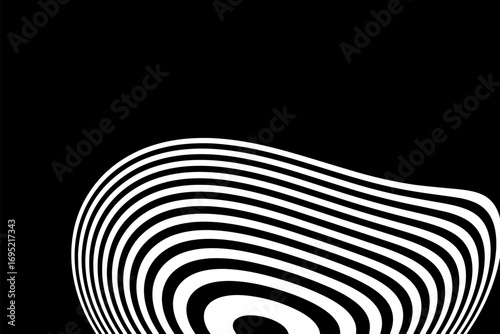Modern geometric art. Minimalist background with black and white psychedelic stripes. Eps 10