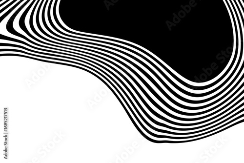Black and white waves of abstraction create a dynamic visual optical illusion. Eps 10