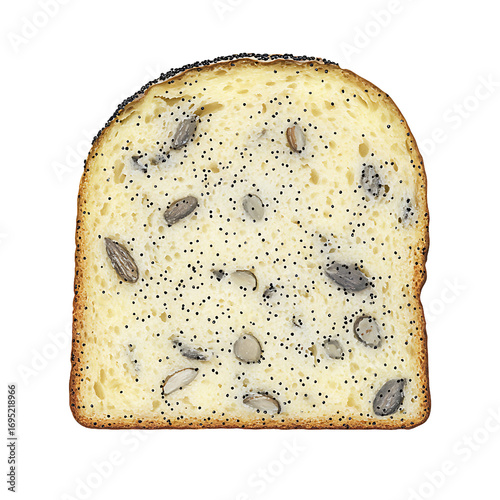 Slice of Poppy Seed Bread with Visible Seeds and Crumb Texture