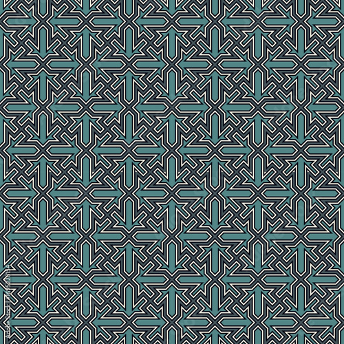 Seamless ethnic ornament. Tribal wallpaper. Arrows image. Folk pattern. Geeometric backdrop. Mosaics motif. Grid background. Digital paper. Textile print. Ethnical web design. Abstract vector art.
