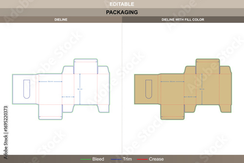 Back open boxes dieline with double tray, die line layout included, printable vector template, product packaging mockup, and professional packaging design