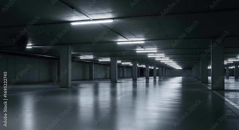 Fototapeta premium Empty modern cinema auditorium with rows of red seats and large screen illuminated