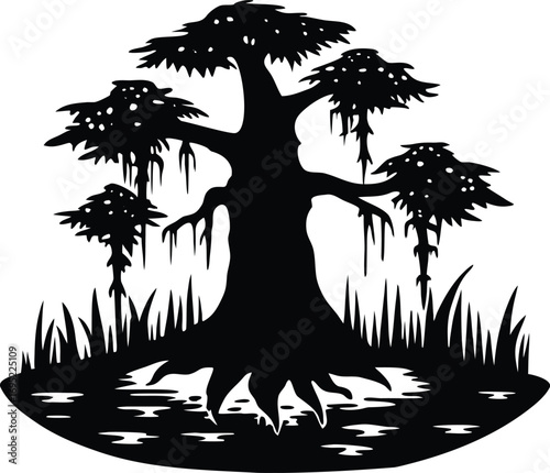 Cypress Swamp Tree Silhouette | Swamp Cypress Tree Silhouette