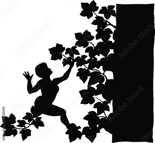 Ivy Wall Climbing Silhouette | Climbing Ivy On Wall Silhouette
