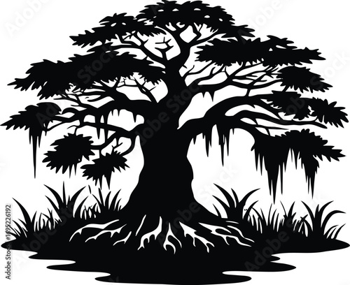 Swamp Cypress Silhouette | Cypress Tree Silhouette