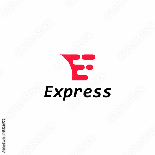 Express letter E logo vector with red speed motion design, perfect for logistics, delivery, and fast business branding.