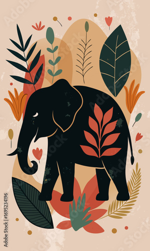 Floral Elephant Silhouette
