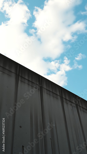 Weathered Concrete Wall with Sky View vertical
