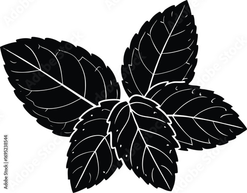 Mint Leaf Pair Silhouette