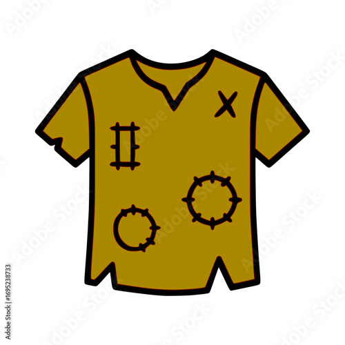 Cartoon tattered shirt with patches, perfect for game design or character illustration element design