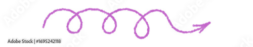 Pastel arrow with a swirl form and hand drawn crayon sketch style creates a unique purple pointer element. This icon and wave detail brings playful modern decoration.