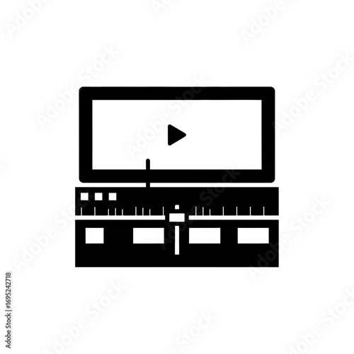 Video editor interface icon representing editing tools and playback