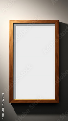 Empty poster blank mockup with vertical wooden frame