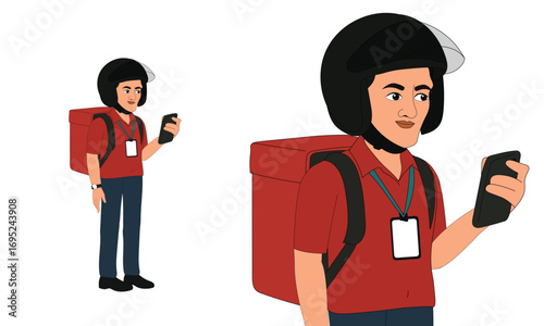 Cartoon Delivery Boy Vector Character with Backpack