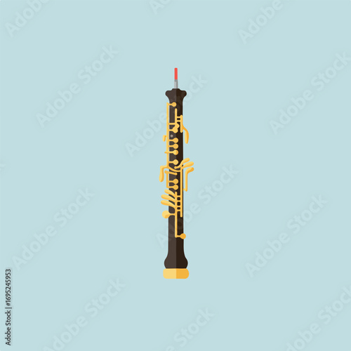 Brown oboe isolated on blue background. Perfect for musicrelated designs, concert posters, orchestra promotions, and education materials.