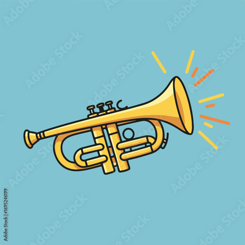 Golden trumpet gleaming brightly, perfect for music posters, concert flyers, jazz festival promotions, and musicrelated designs.