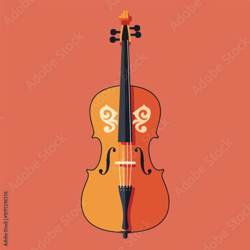 Golden cello suitable for musicthemed designs, posters, and advertisements. Perfect for music enthusiasts and events.