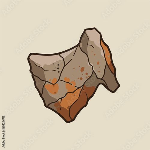 Titled cracked orange rock fragment, this photo is perfect for geological illustrations, construction material concepts, or abstract textures.