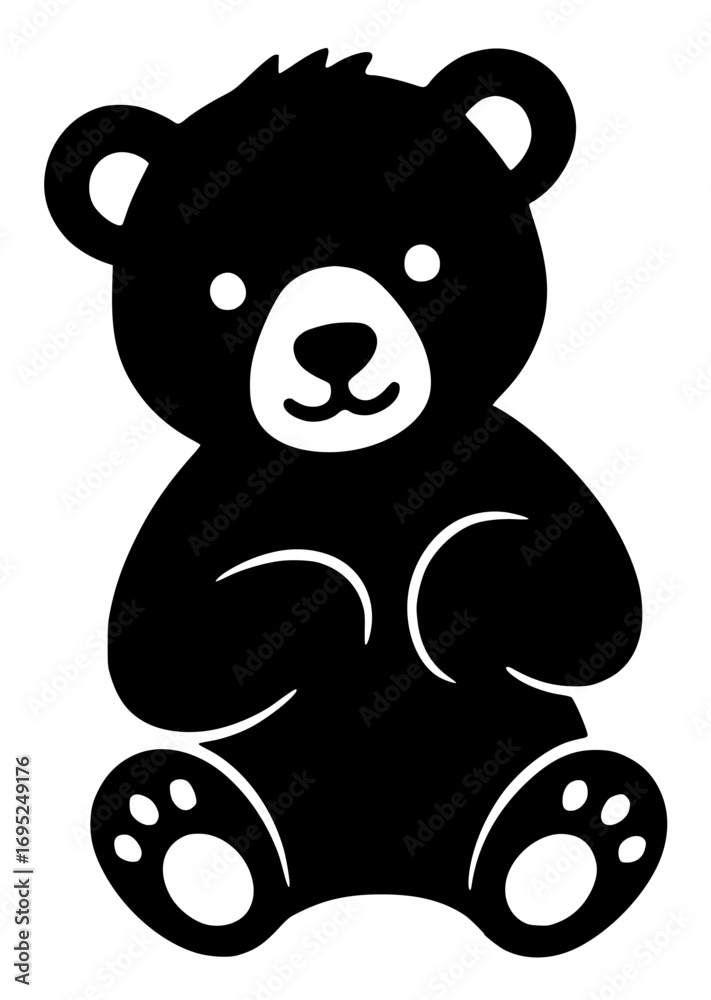 Obraz premium Cute Teddy Bear Silhouette on White Background