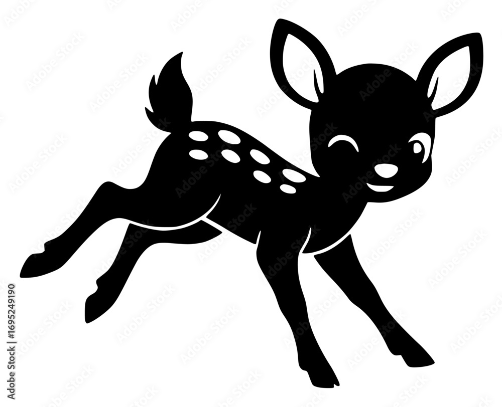 Fototapeta premium Silhouette of a leaping fawn with spots