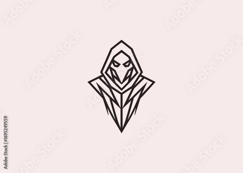 A line art Wraith logo, symbolizing a ghostly spirit, mystery, and ethereal presence