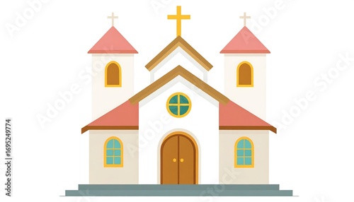 Charming vector illustration of a quaint country church building design