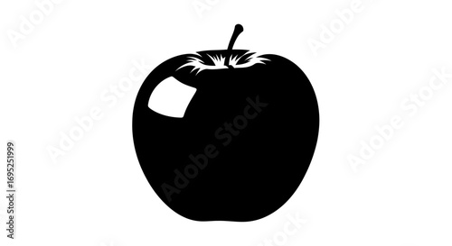 Minimalist apple illustration with elegant curves and contrasting shadow creating a sleek design