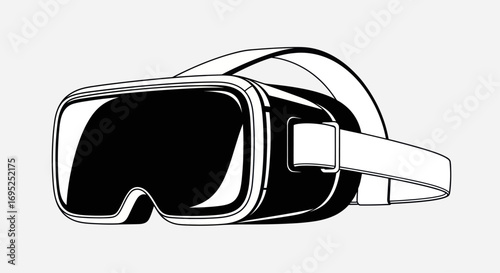 Monochromatic vr headset illustration showcasing modern technology and immersive experience