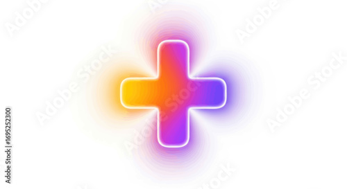 Radiant gradient plus symbol glowing with vibrant energy on a seamless white backdrop
