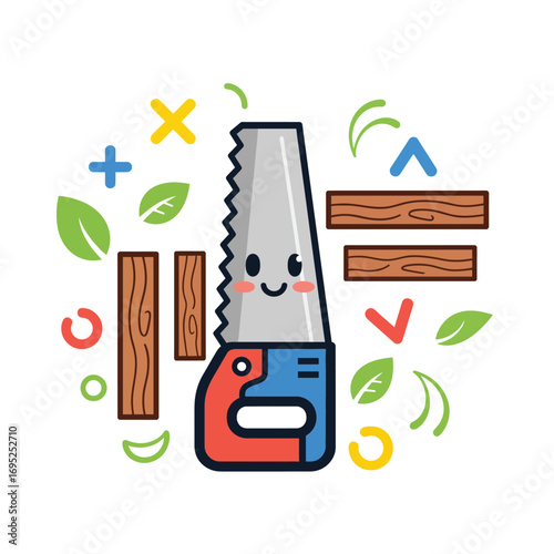 Adorable Cartoon Saw Character A Cute Tool for Creative Projects