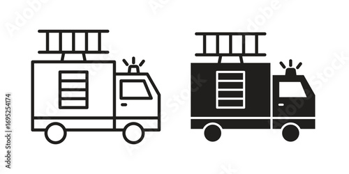 Fire truck icon symbol for your web designs. Icon logo, app, UI.