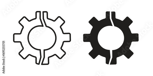 Broken gear icon symbol for your web designs. Icon logo, app, UI.