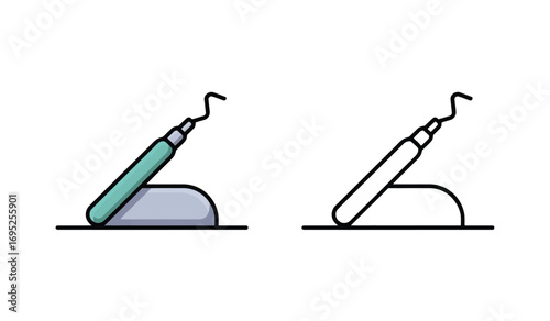 Dental Probe Set Medical Equipment Isolated on White Background Vector Illustration