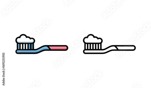 Toothbrush with toothpaste illustration vector icon for dental care concept