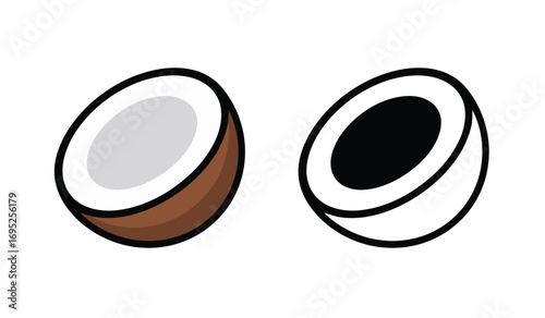 Delicious coconut halves illustration perfect for summer themed designs projects