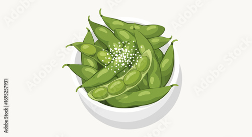 A fresh bowl of edamame, sprinkled with salt, a delightful and healthy snack