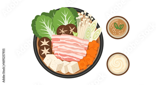 A delightful spread of ingredients for a cozy and nutritious Shabu Shabu meal