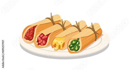 A flavorful assortment of gourmet tamales offering a diverse culinary experience