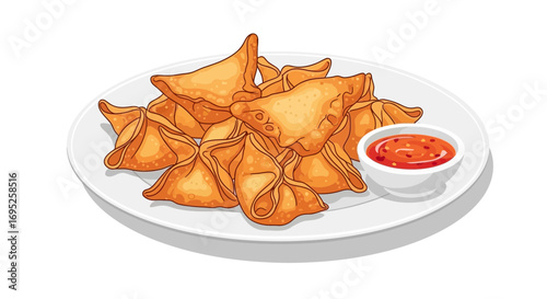 Delicious golden fried wontons served with sweet chili dipping sauce
