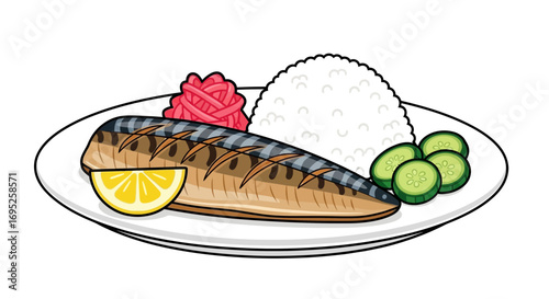 Delicious grilled mackerel with traditional sides creates a healthy meal