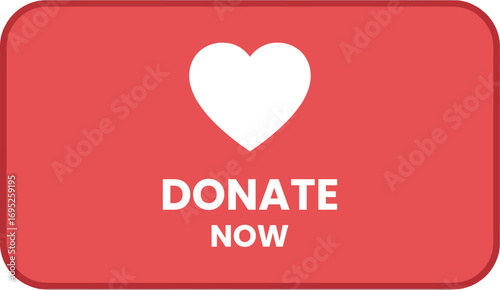 Donate Heart Red Button Flat Style Vector Illustration Design