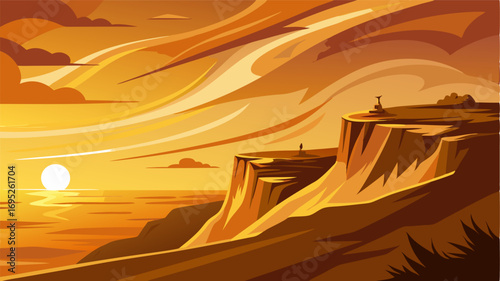 At sunset the bluffs become bathed in golden light with the wind adding an ethereal quality to the scene. Its a peaceful and serene moment despite the constant gusts.