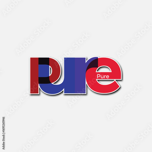 Bold "Pure" lettering logo in a modern red and blue color scheme. A powerful vector icon for technology, pure energy, or quality product branding