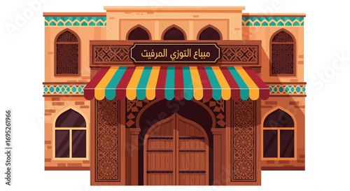 Charming Middle Eastern Building Facade with Intricate Architectural Details