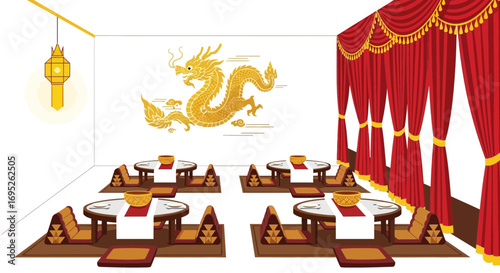Elegantly styled Thai restaurant interior featuring traditional decor elements