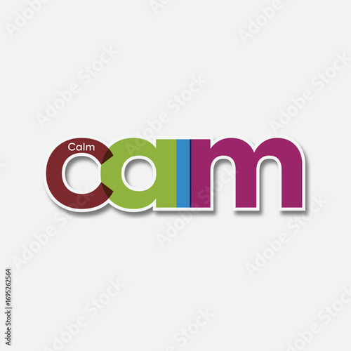 Colorful "Calm" lettering logo. A modern vector icon for wellness, meditation apps, yoga studios, spa branding, and mindfulness